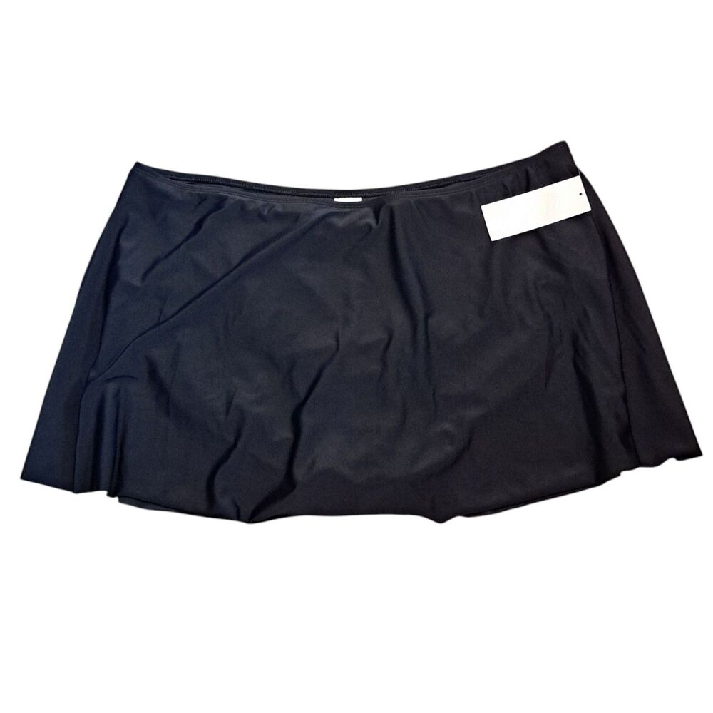 NEW Del Raya Swim Bottom Skort Black Solid Plus Size 20W